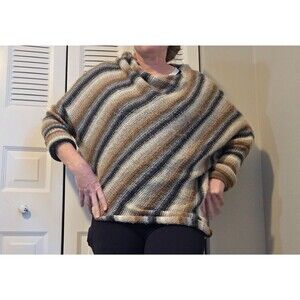 Wooden Ships Striped Poncho Sweater Mohair blend, size womens' M L
